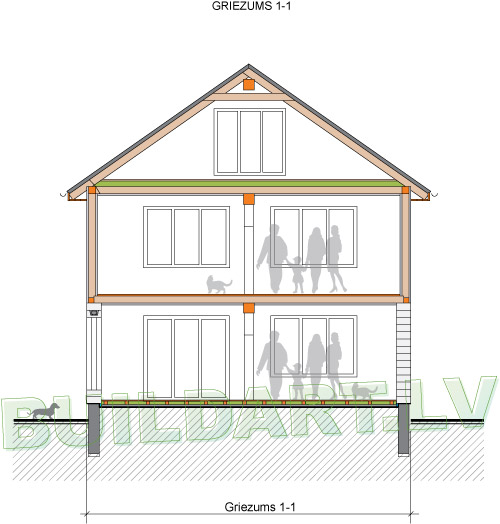 Mājas projekts Margarita - griezums