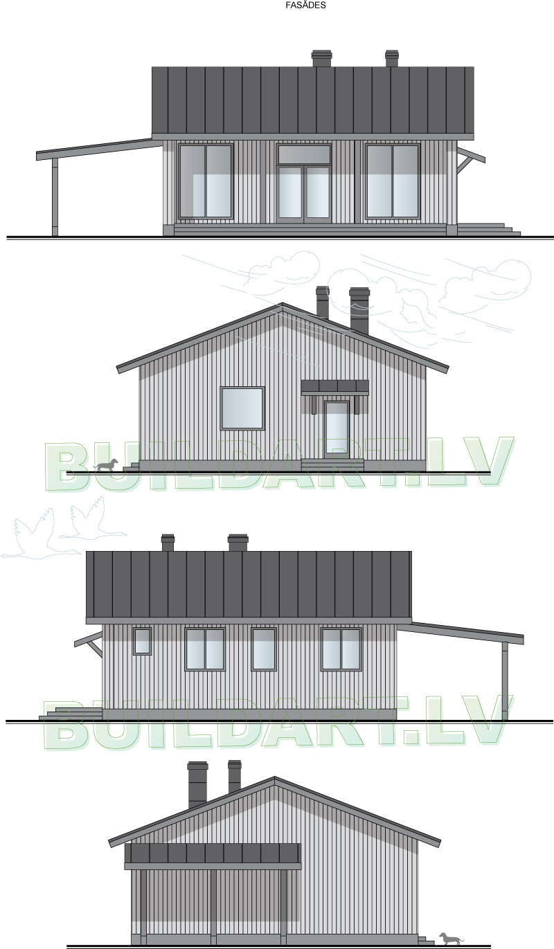 Dzīvojamās mājas projekts "Mazā princese" - fasādes