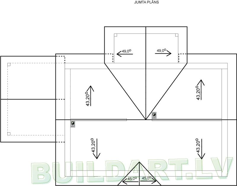 Kārtīgas lauku mājas projekts - jumta plāns