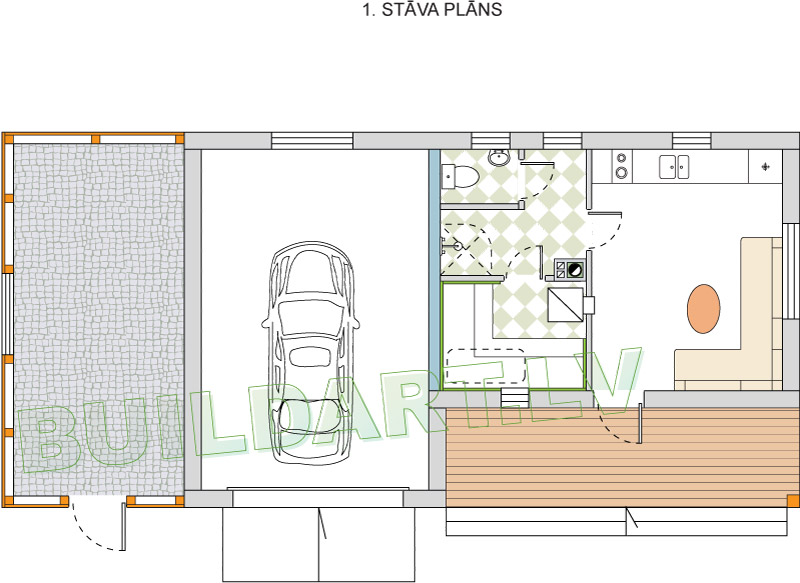 Pagaidu dzīvojamās mājas - saimniecības ēkas projekts - plāns
