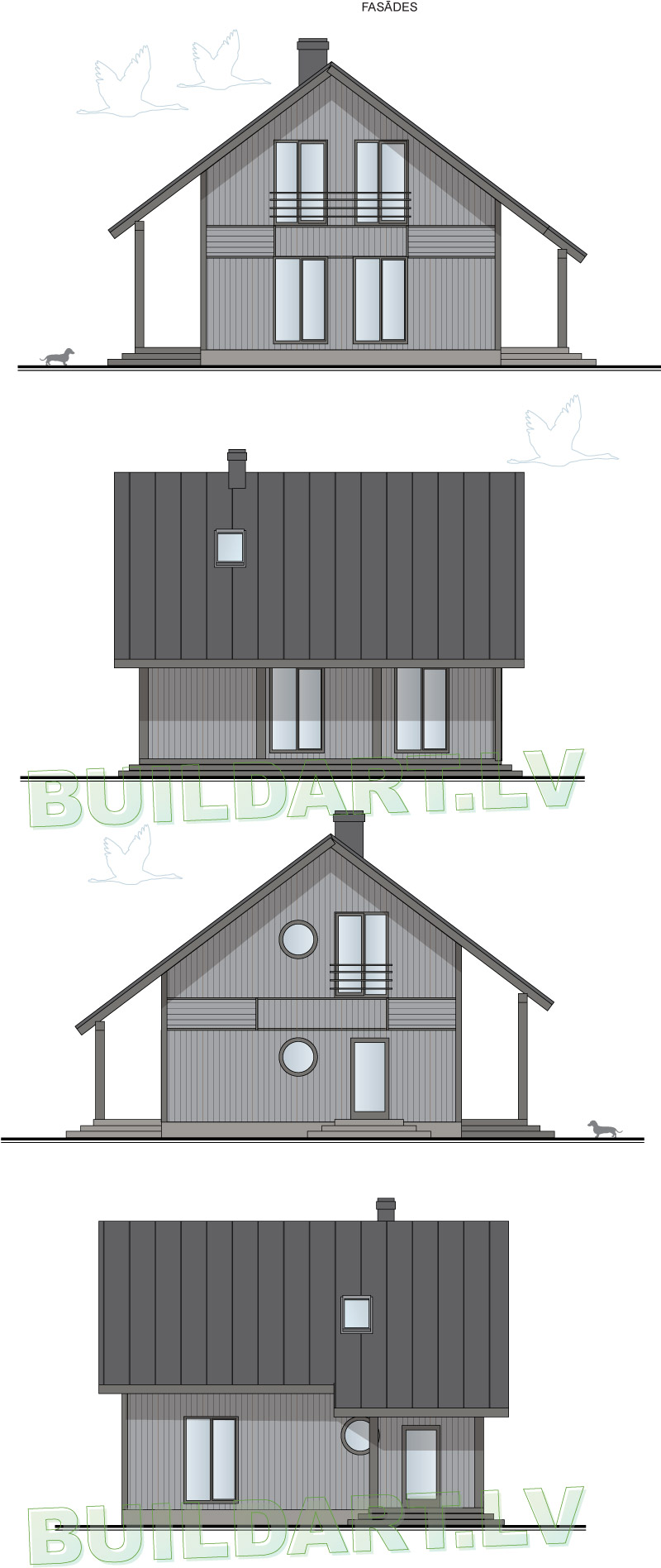 Dzīvojamās mājas projekts "Elīna" - fasādes