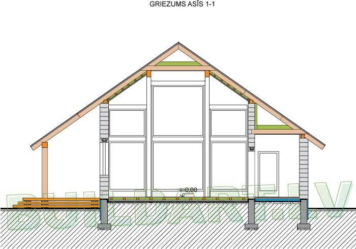 Dzīvojamās mājas projekts "Laima" - griezums