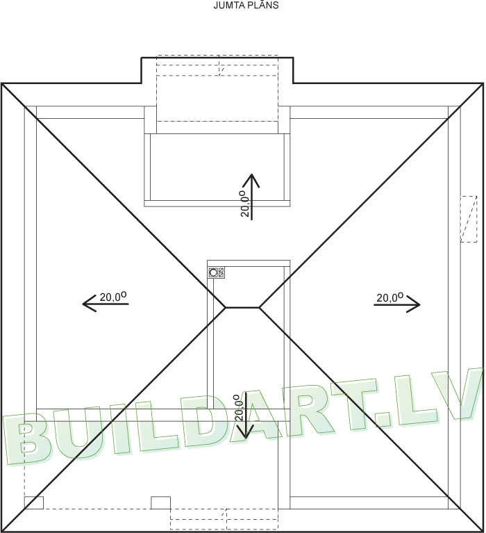 Dzīvojamās mājas projekts "Simona" - jumta plāns