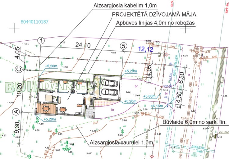 Mājas projekts "Ernestīne" - novietnes plāns