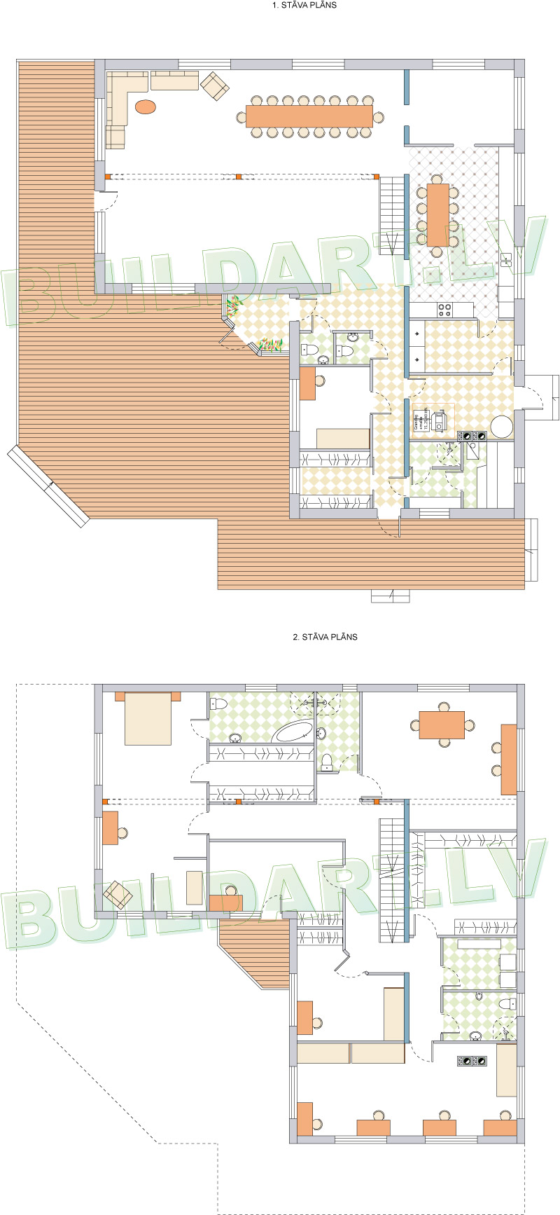 Dzīvojamās mājas projekts "Margarita" - stāvu plāni