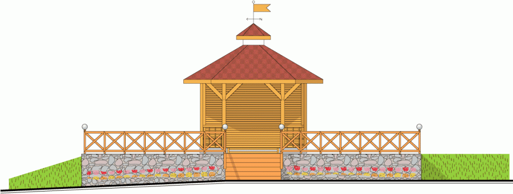 Lapenes fasāde uz terases