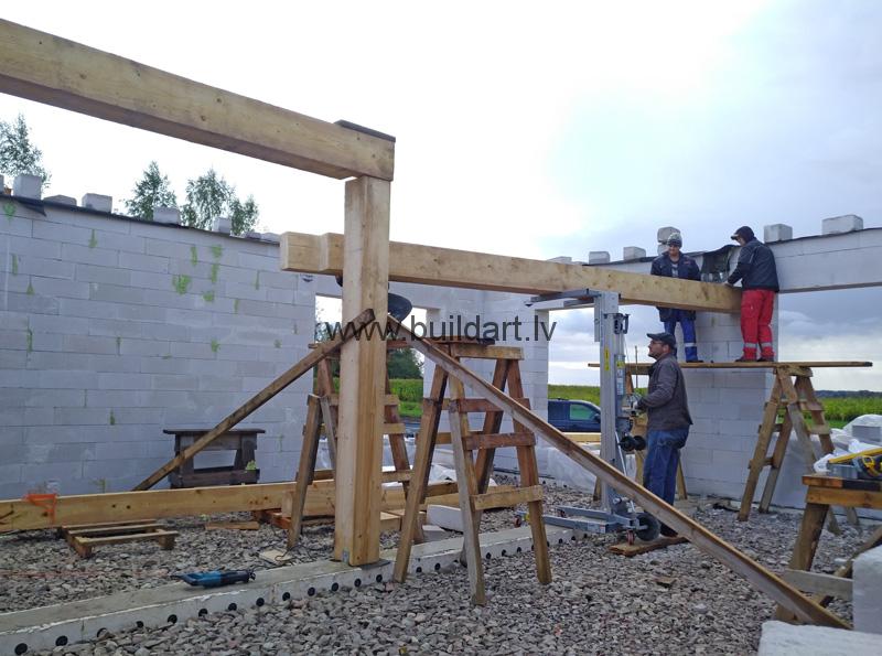 Gāzbetona sienu pašrocīga būvēšanaDzīvojamās mājas būvēšana pašu spēkiem - siju pasijas montāža