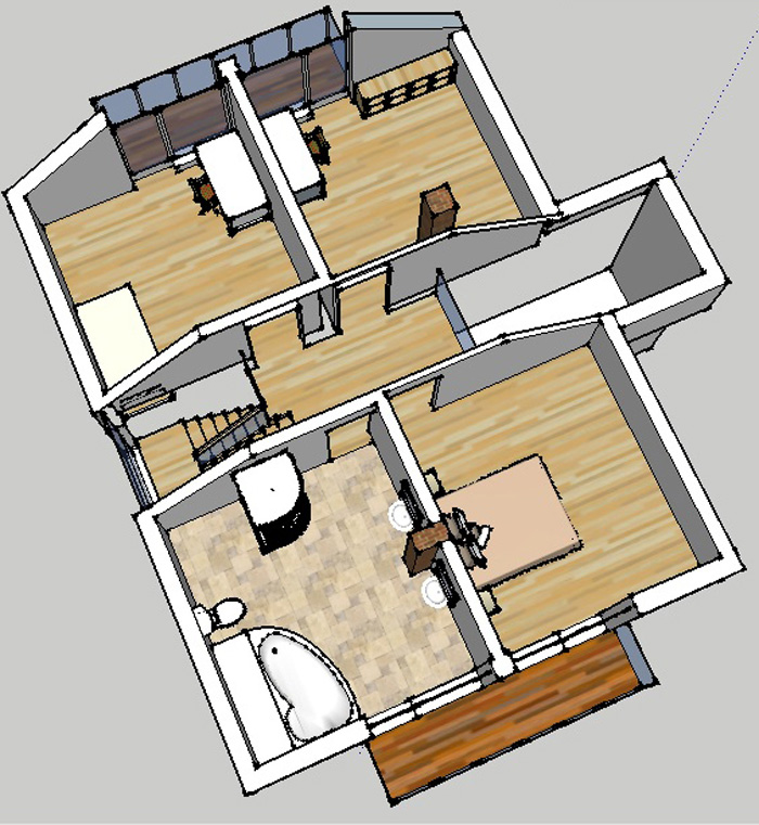 Trīs dimensiju interjera projekts mājas projektam "Kristīne"