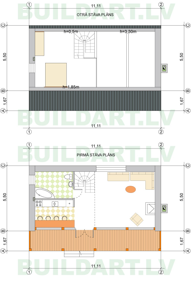 Atpūtas, brīvdienu mājas projekts, plāni