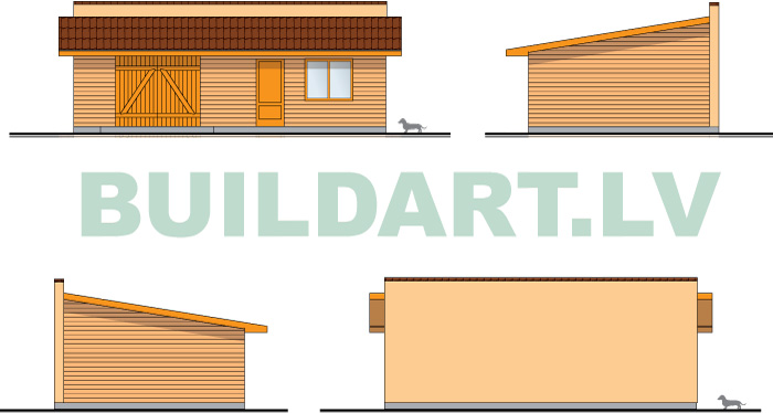 Šķūņa - saimniecības ēkas projekts - fasādes