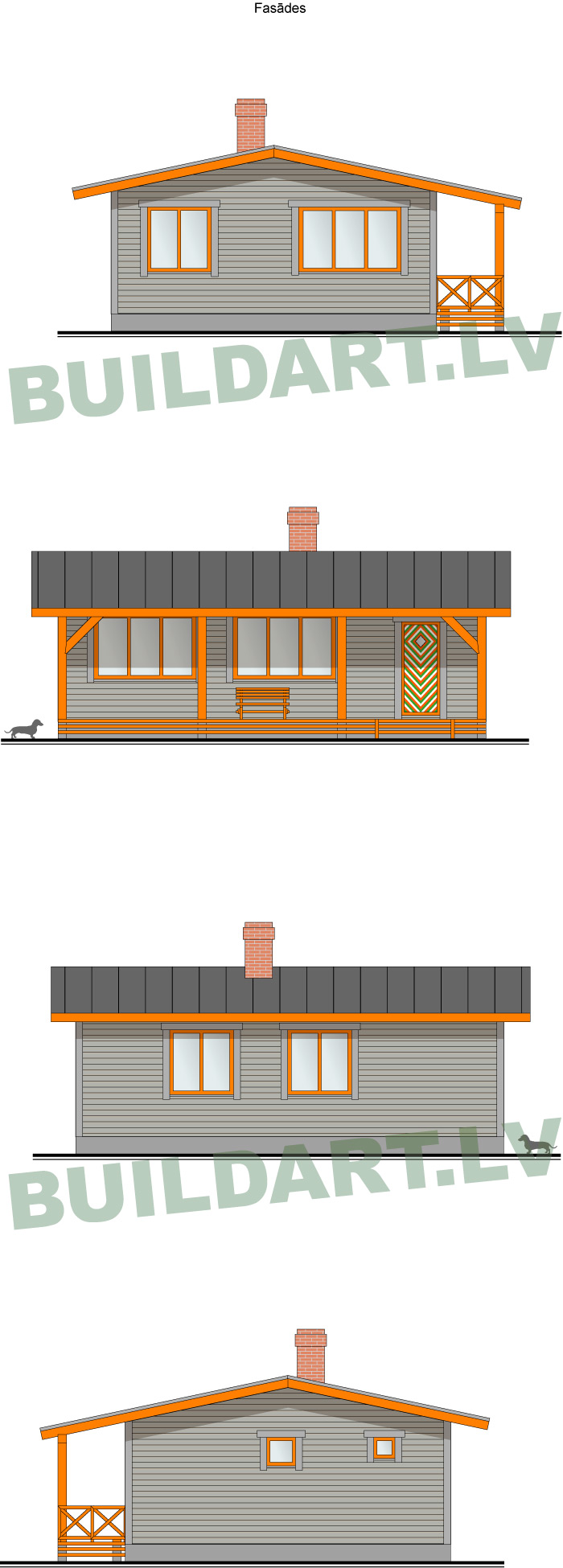 Vienstāvu mājas projekts, fasādes