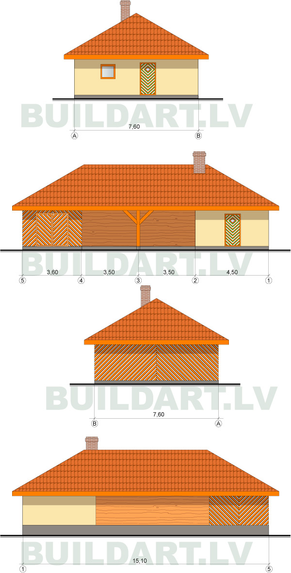 Saimniecības ēkas projekts, fasādes