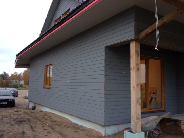 Koka statņu, koka karkasa mājas projekts, mājas projekts "Mārtiņš", būvniecības procesa bildes