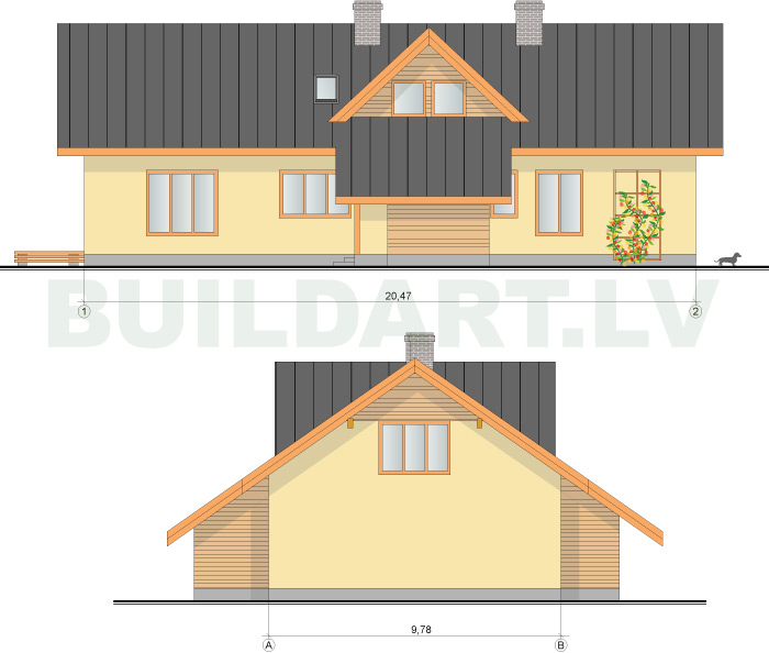 Esošas ēkas rekonstrukcijas projekts, fasādes