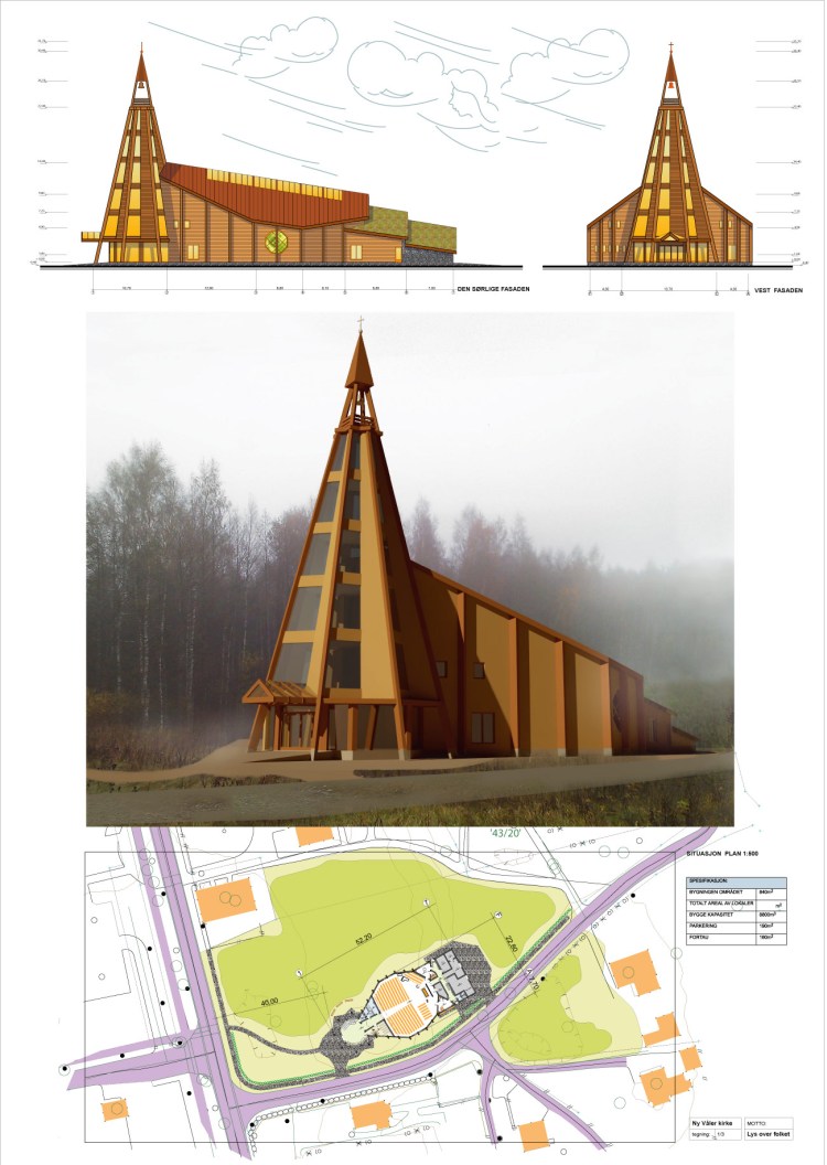 Dalība konkursā jaunā Valer baznīca, baznīcas skiču projekts, plāni, fasādes, vizualizācijas