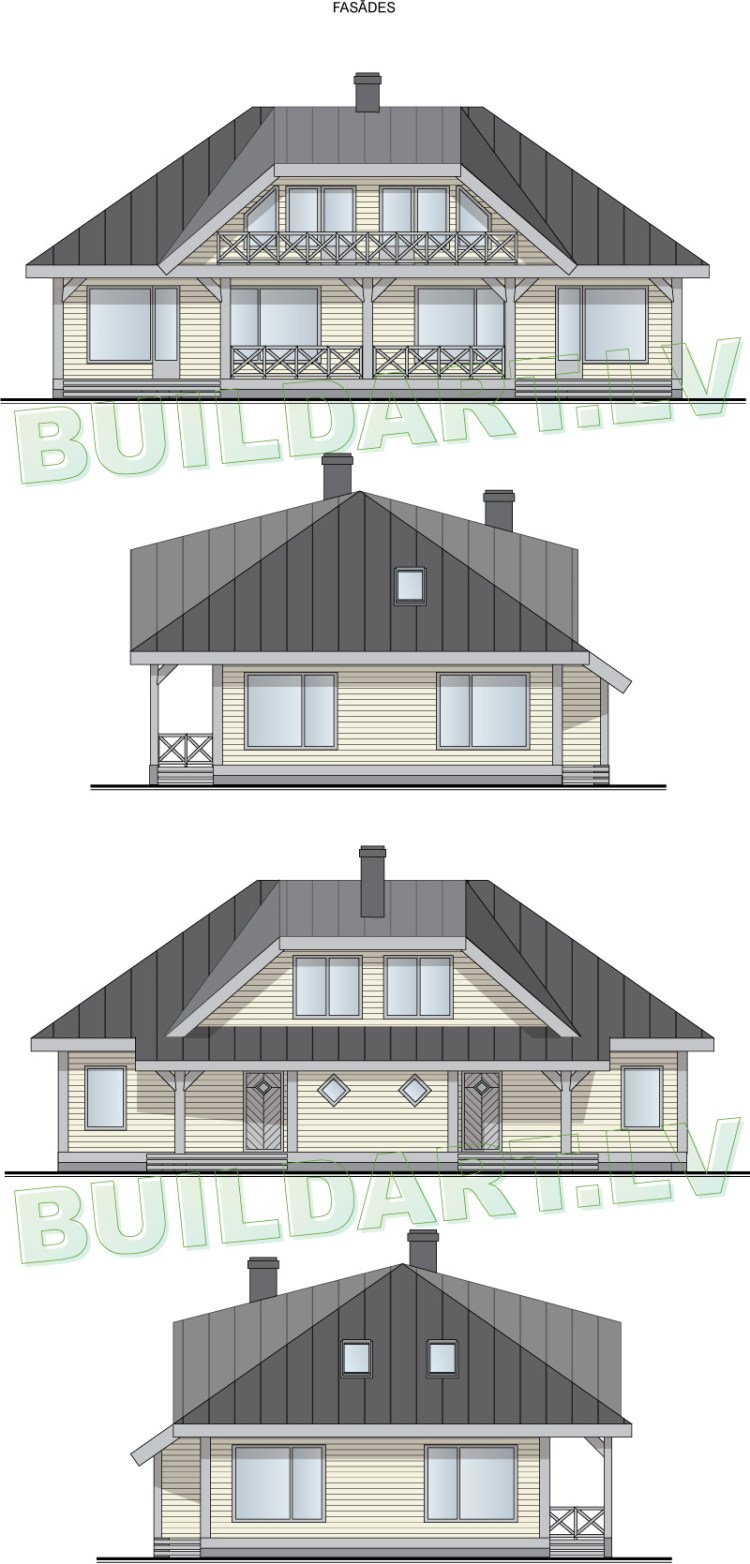 Dzīvojamās mājas - dīvņu mājas projekts "Diāna" - fasādes