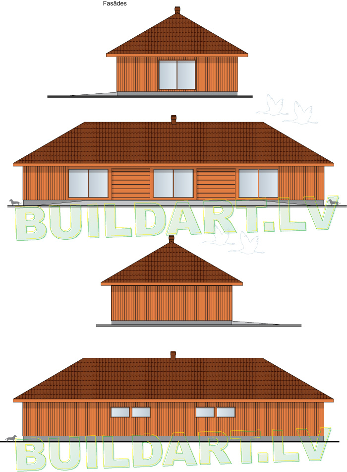 Praktiskā viesību šķūņa projekts - fasādes