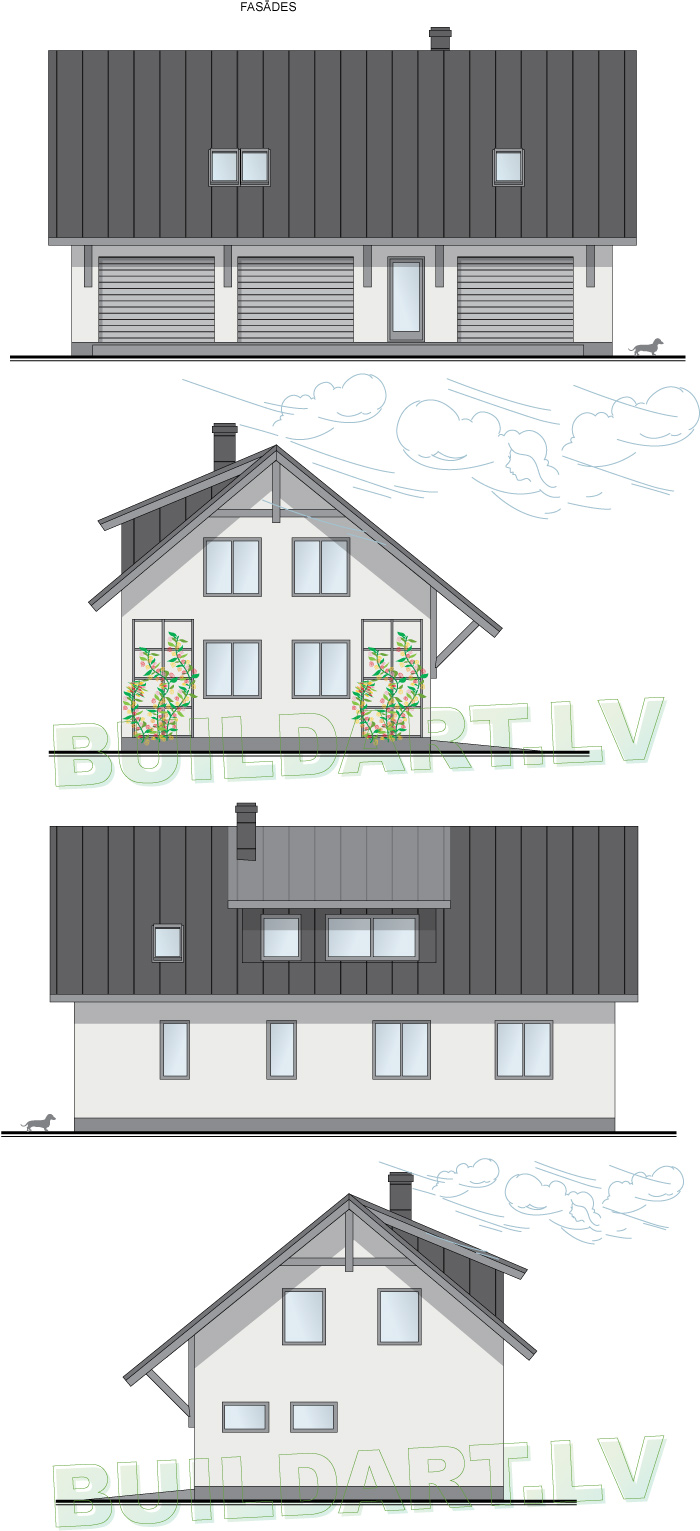 Saimniecības ēkas, automehāniķa darbnīcas projekts "Vaivars", fasādes