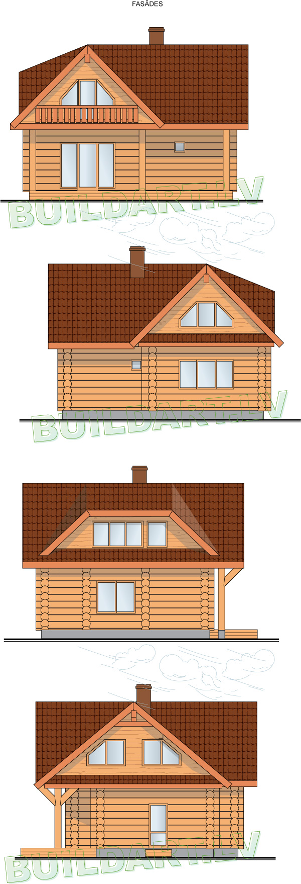 Silta un omulīga guļbūve, projekta fasādes