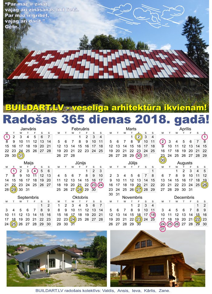 Buildart.lv kalendārs 2018. gadam