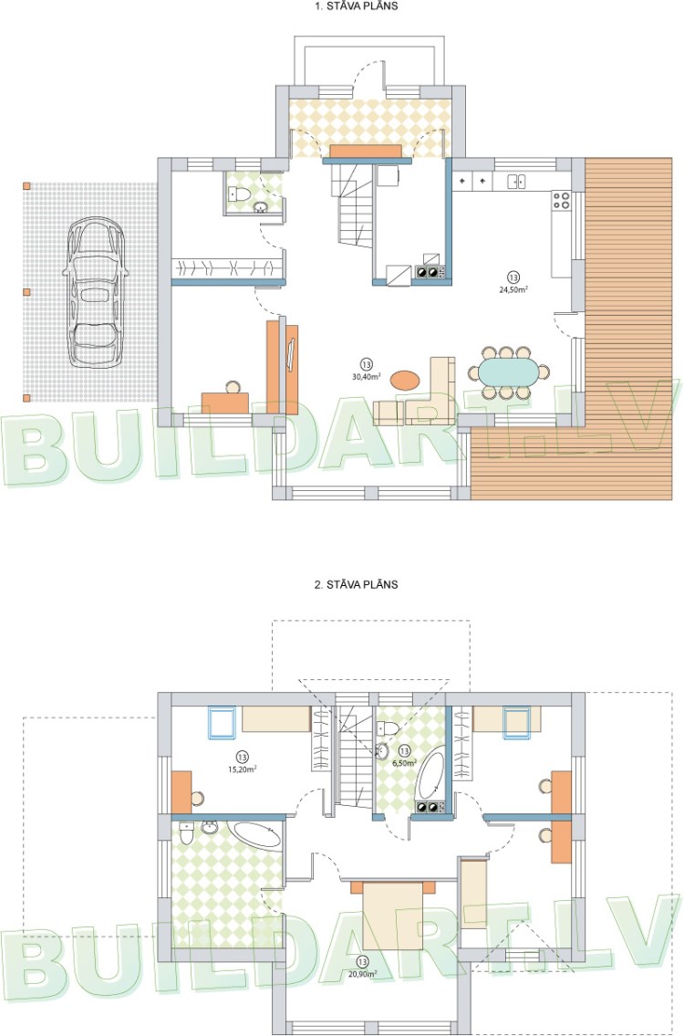 Dzīvojamās mājas projekts Aleksandrs - projekta stāvu plāni