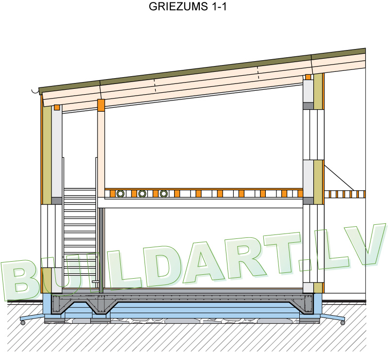 Brīvdienu mājas projekts "Andis" - griezums