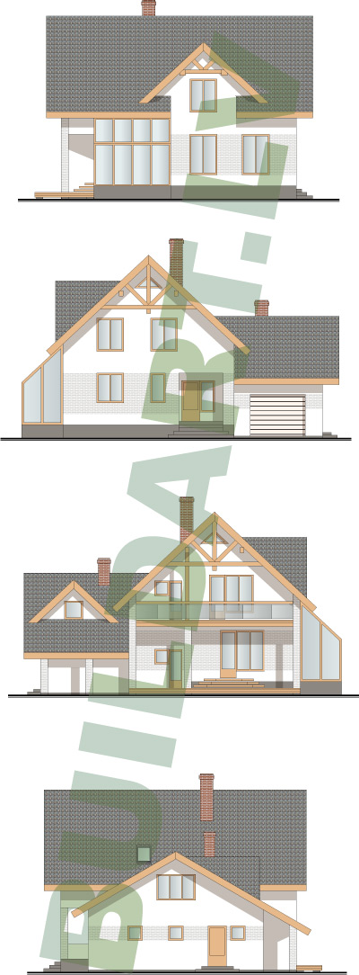 Vidēji lielas mājas projekts "Dins" - fasādes