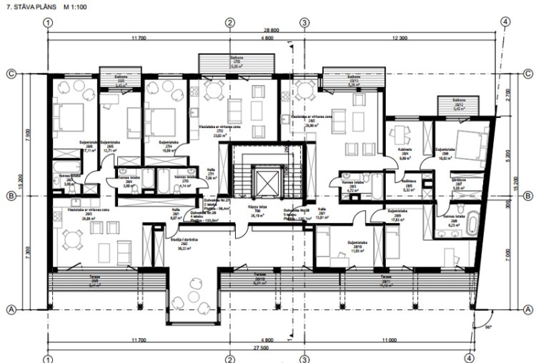 Dauddzīvokļu mājas projekts Rīgā - plāni