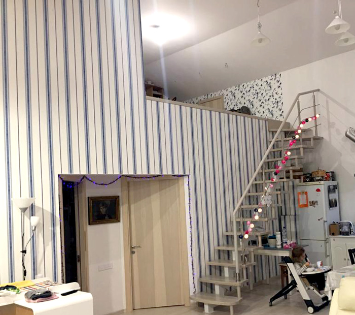 Mājas projekts Eižens, interjers ar kāpnēm