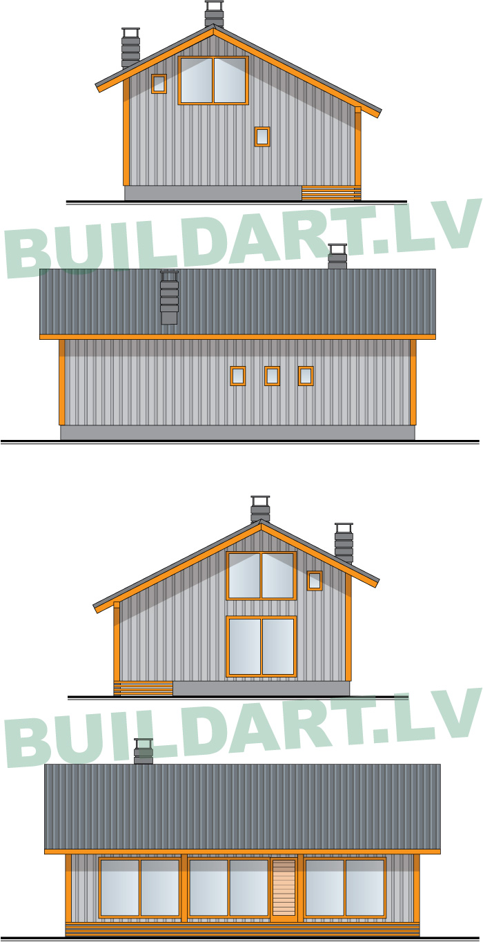 Pirts - brīvdienu vai pagaidu mājas projekts, fasādes