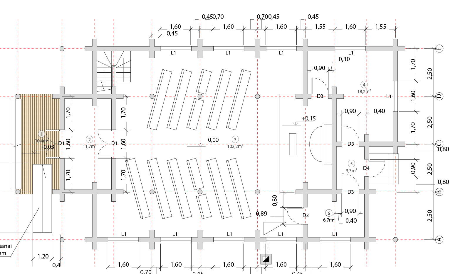 Guļbaļķu baznīca, Lēdmanē, plāns