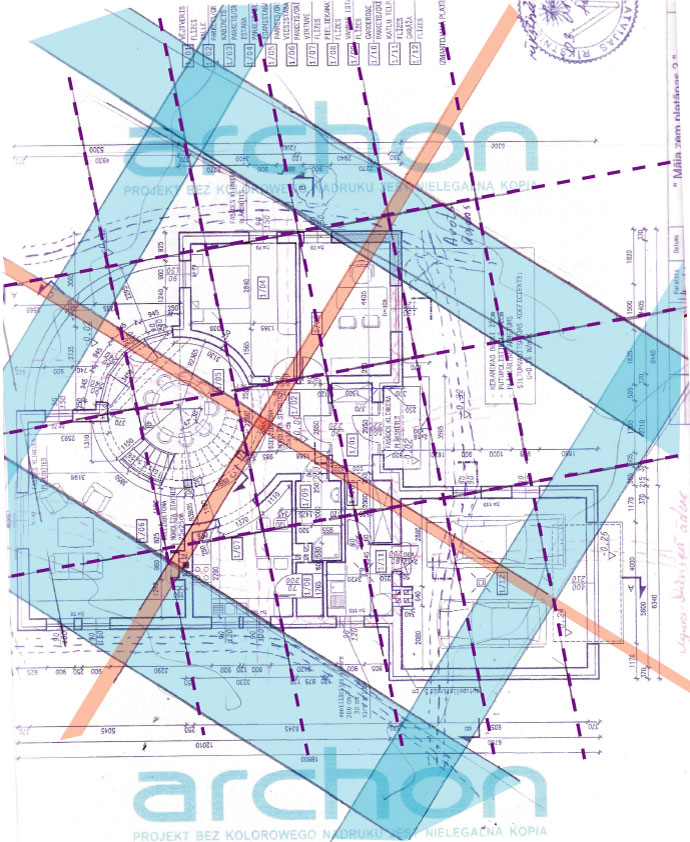 Āderu plāns, āderu uzmērijums mājai Kalngalē