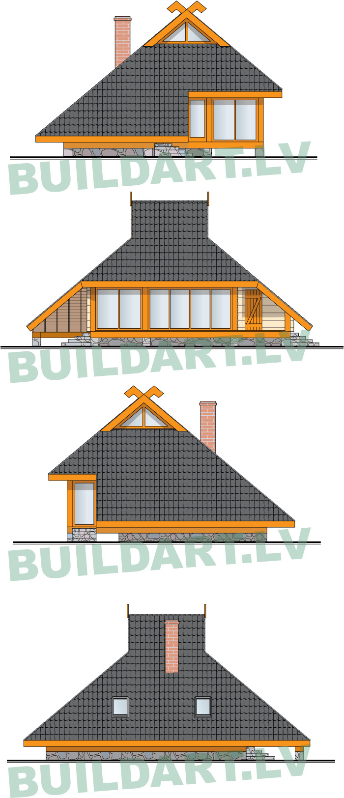 Brīvdienu mājas projekts "Jānis", fasādes