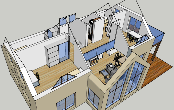 Mājas projekts "Krista" - trīsdimensiju interjera vizualizācijas