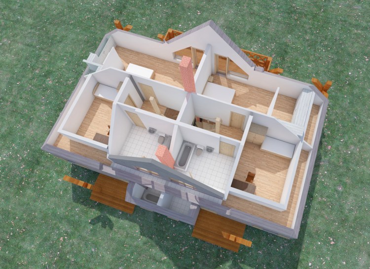 Dzīvojamās mājas - dīvņu mājas projekts "Diāna" - vizualizācijas