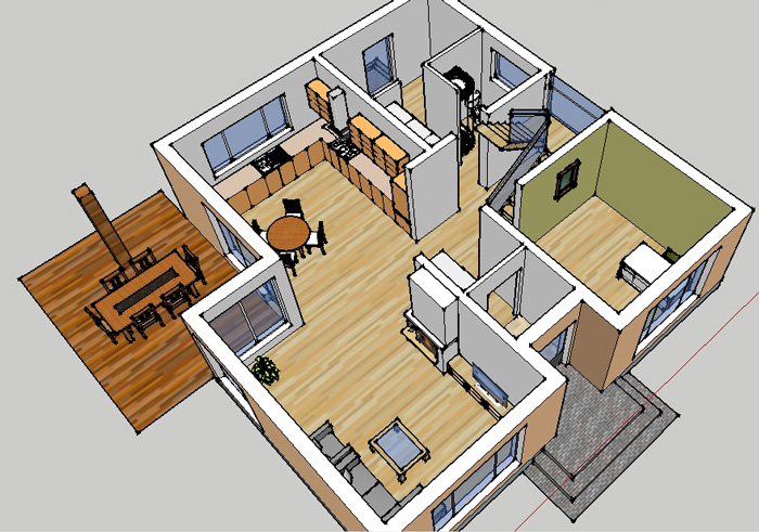 Trīs dimensiju interjera projekts mājas projektam "Kristīne"