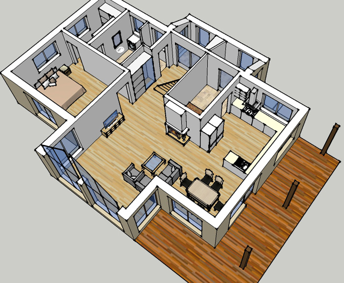 Mājas projekts "Krista" - trīsdimensiju interjera vizualizācijas