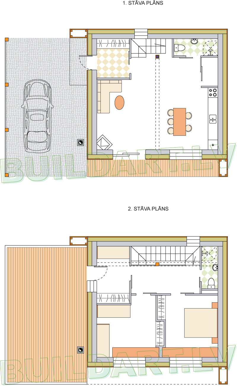 Brīvdienu mājas projekts "Andis" - stāvu plāni