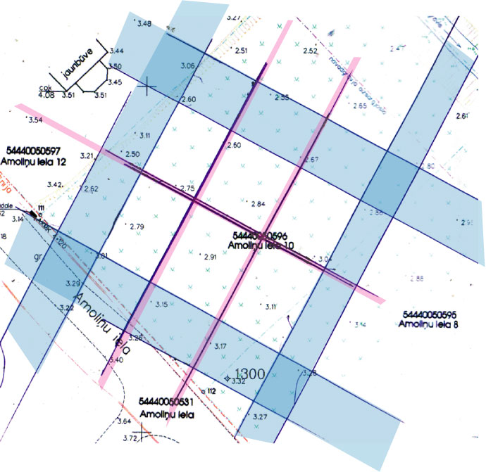 Āderu plāns, āderu uzmērīšana zemes gabalam Cenu pagastā