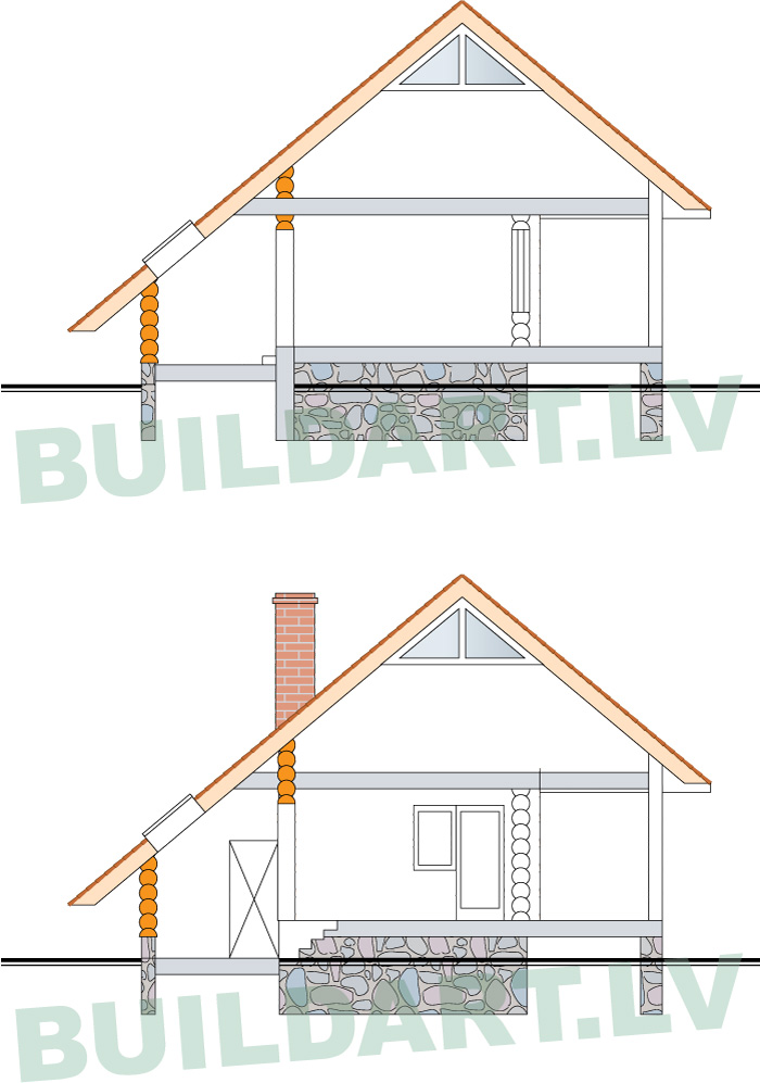 Brīvdienu mājas projekts "Jānis", griezumi