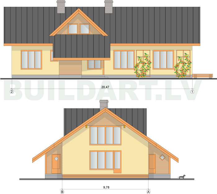 Esošas ēkas rekonstrukcijas projekts, fasādes