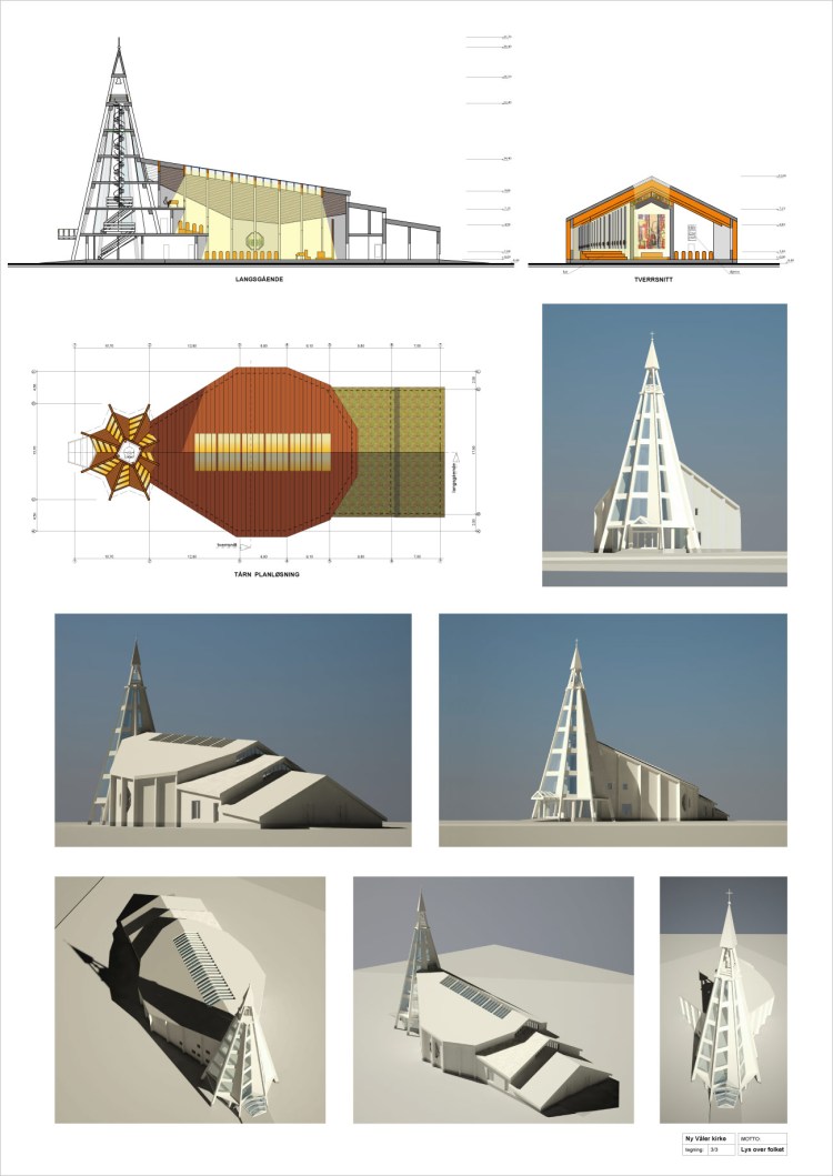 Dalība konkursā jaunā Valer baznīca, baznīcas skiču projekts, plāni, fasādes, vizualizācijas