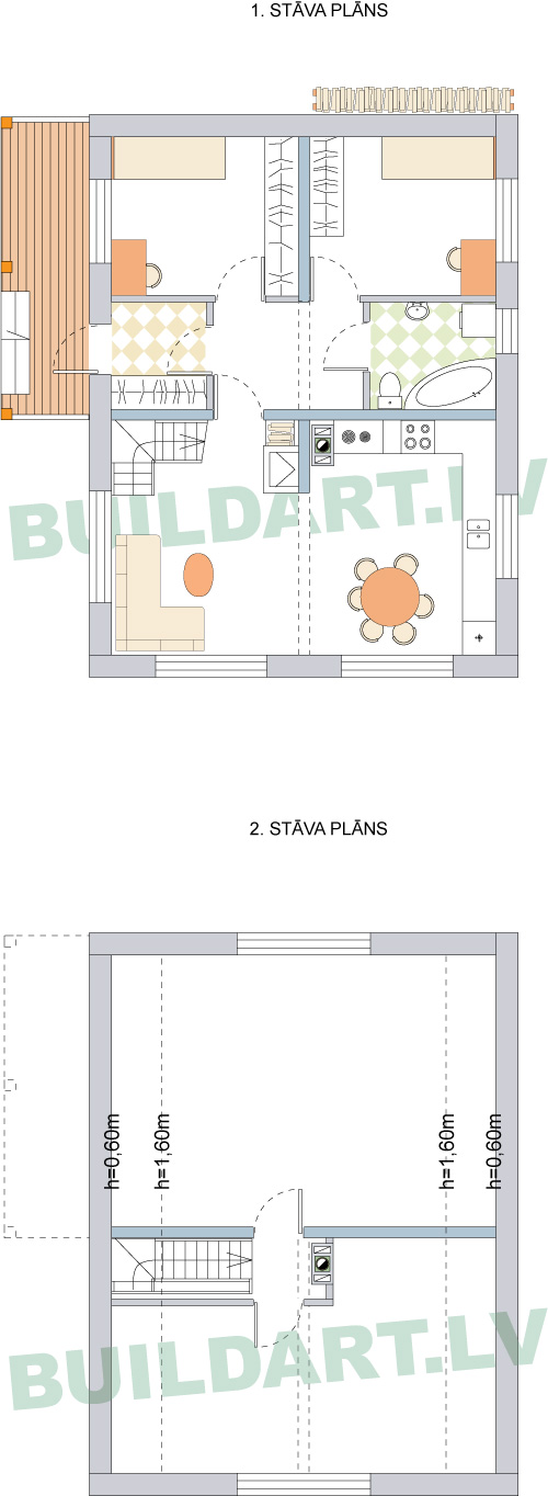 Mājas projekts "Aldis", stāvu plāni