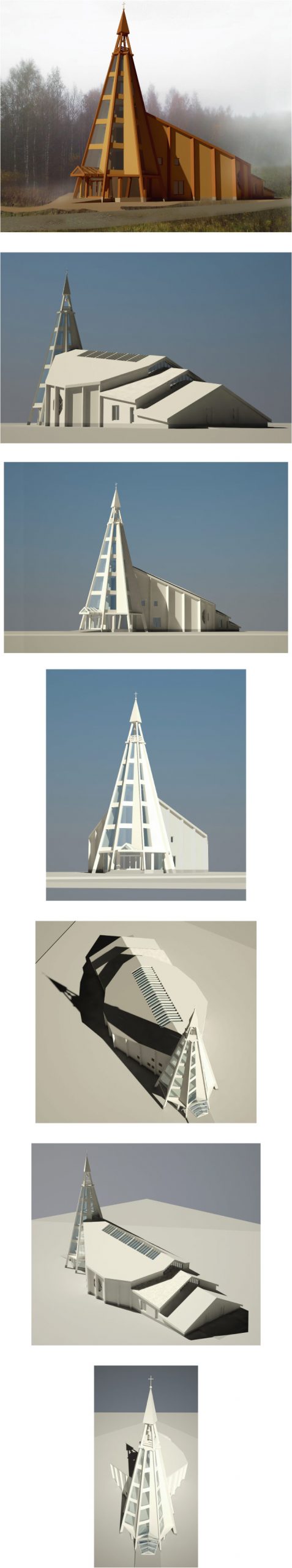 Dalība konkursā jaunā Valer baznīca, baznīcas skiču projekts, plāni, fasādes, vizualizācijas