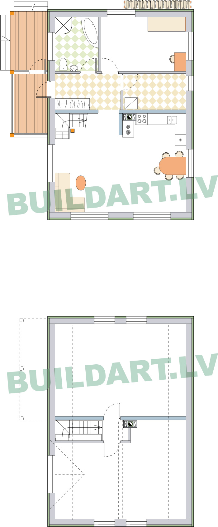 Mājas projekts "Aldis", stāvu plāni