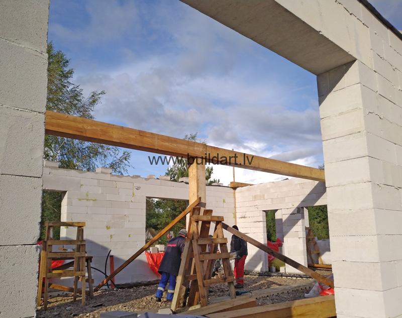 Gāzbetona sienu pašrocīga būvēšanaDzīvojamās mājas būvēšana pašu spēkiem - siju pasijas konstrukcija