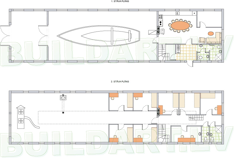 Noasa un Poseidona laivu darbnīcas projekts - stāvu plāni