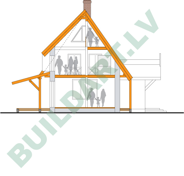 Salmu mājas projekts Rožkalnos, šķērsgriezums