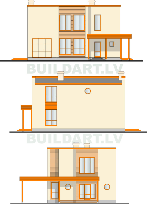 Savrupmājas projekts 165kvm, fasāde