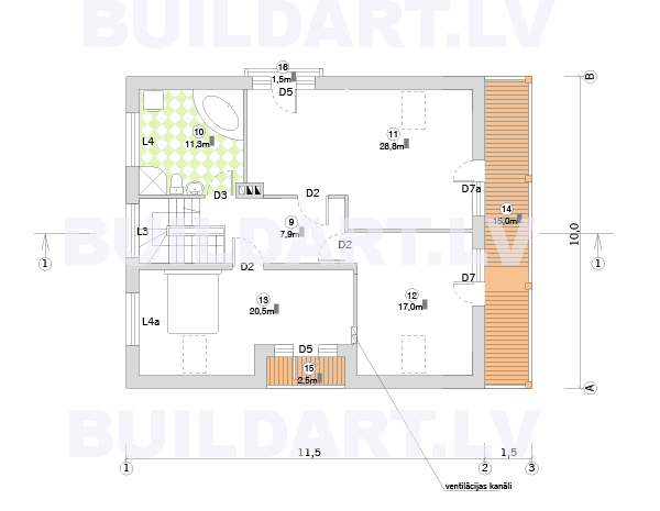 Dzīvojamās mājas projekts, 170m2
